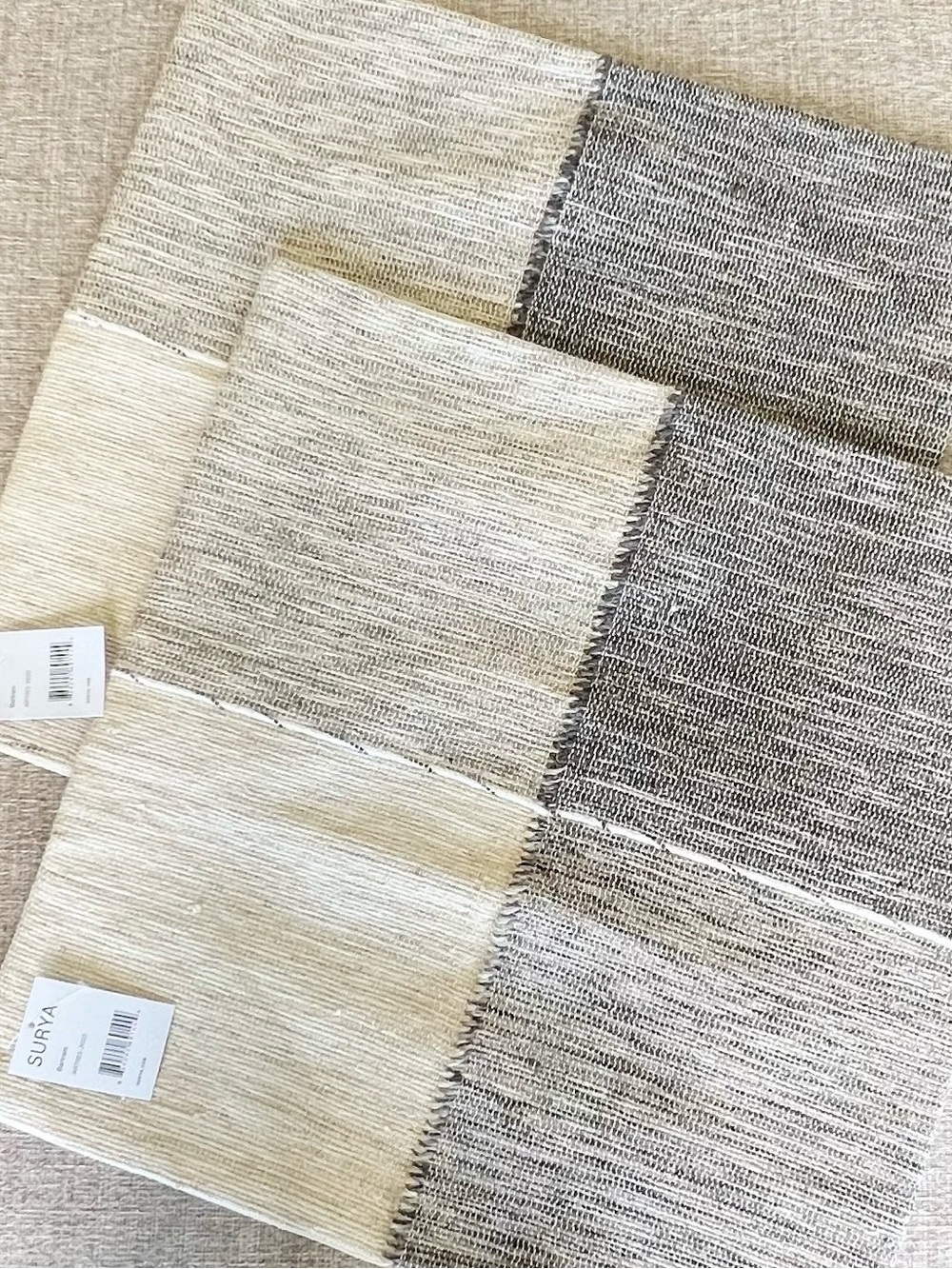 NWT Surya Bartram Wool Blend Patchwork 20” x 20” Pillow Cover Set- Cream/Gray